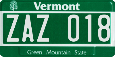 VT license plate ZAZ018