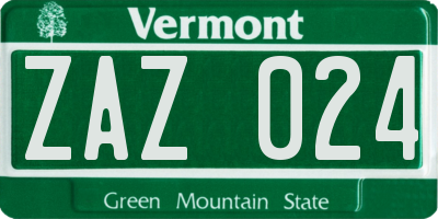 VT license plate ZAZ024
