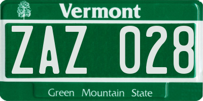 VT license plate ZAZ028