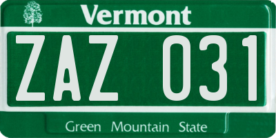 VT license plate ZAZ031