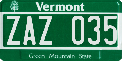 VT license plate ZAZ035