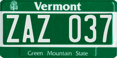VT license plate ZAZ037