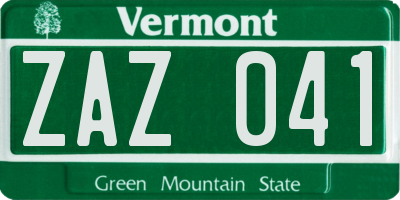 VT license plate ZAZ041