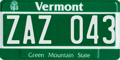 VT license plate ZAZ043