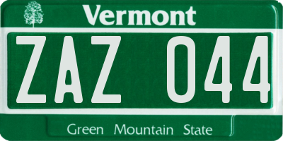 VT license plate ZAZ044