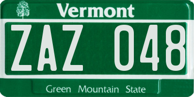 VT license plate ZAZ048