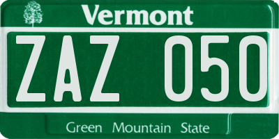 VT license plate ZAZ050