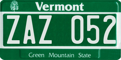 VT license plate ZAZ052