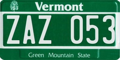 VT license plate ZAZ053