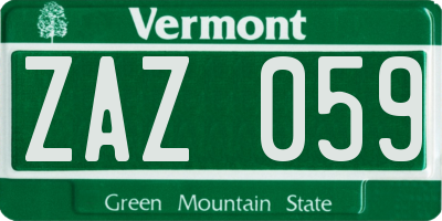 VT license plate ZAZ059