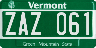 VT license plate ZAZ061