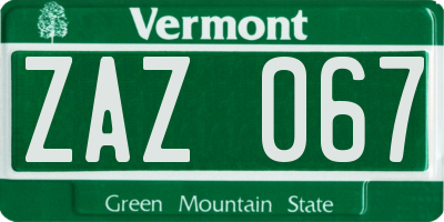 VT license plate ZAZ067