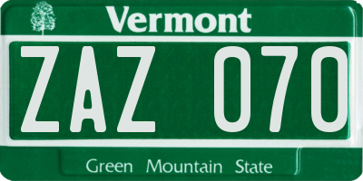 VT license plate ZAZ070