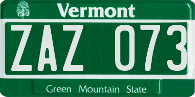 VT license plate ZAZ073