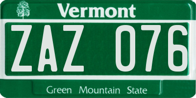 VT license plate ZAZ076