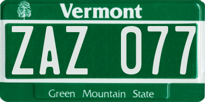 VT license plate ZAZ077