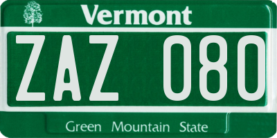 VT license plate ZAZ080