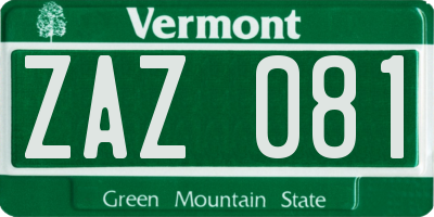 VT license plate ZAZ081