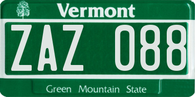 VT license plate ZAZ088