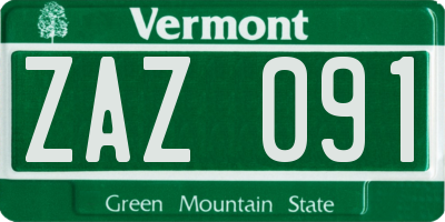 VT license plate ZAZ091