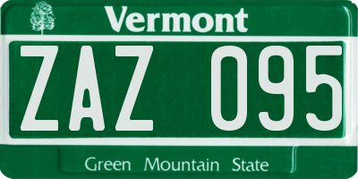 VT license plate ZAZ095