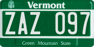 VT license plate ZAZ097