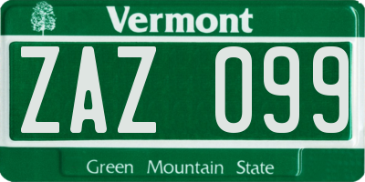 VT license plate ZAZ099