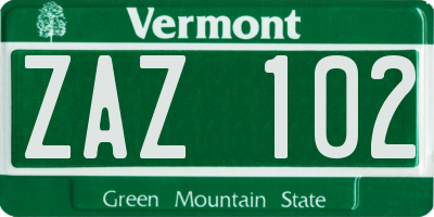 VT license plate ZAZ102