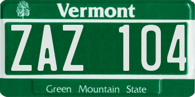 VT license plate ZAZ104