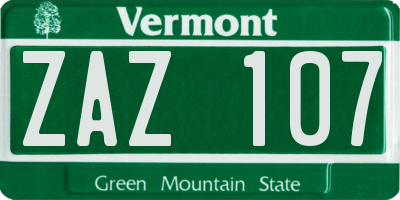 VT license plate ZAZ107