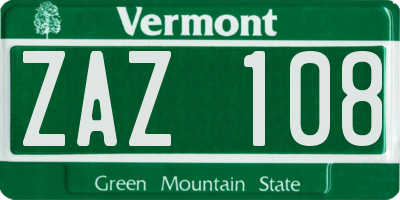 VT license plate ZAZ108