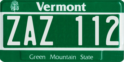VT license plate ZAZ112