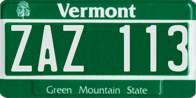 VT license plate ZAZ113