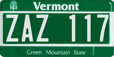 VT license plate ZAZ117