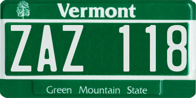 VT license plate ZAZ118