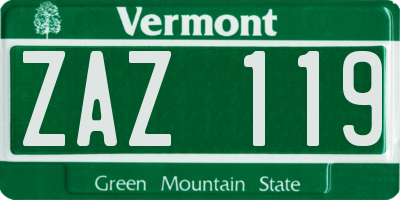 VT license plate ZAZ119