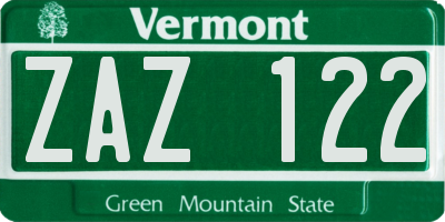 VT license plate ZAZ122