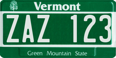 VT license plate ZAZ123