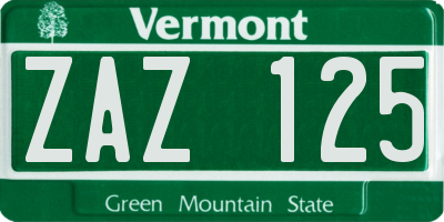 VT license plate ZAZ125