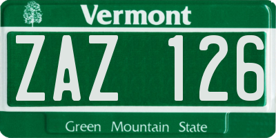 VT license plate ZAZ126