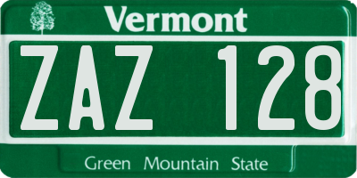VT license plate ZAZ128
