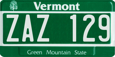 VT license plate ZAZ129