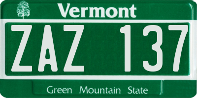 VT license plate ZAZ137