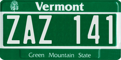 VT license plate ZAZ141