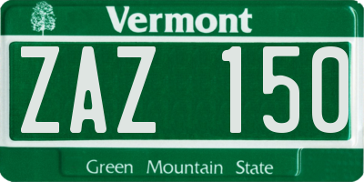 VT license plate ZAZ150