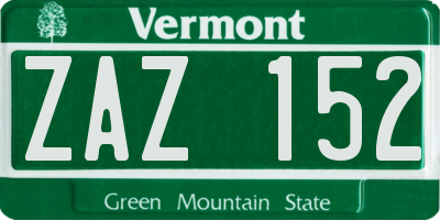 VT license plate ZAZ152