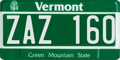 VT license plate ZAZ160
