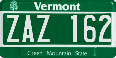 VT license plate ZAZ162