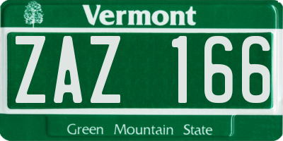 VT license plate ZAZ166