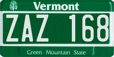 VT license plate ZAZ168